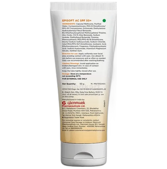 episoft ac spf 50 plus hydrating sunscreen 50 gm